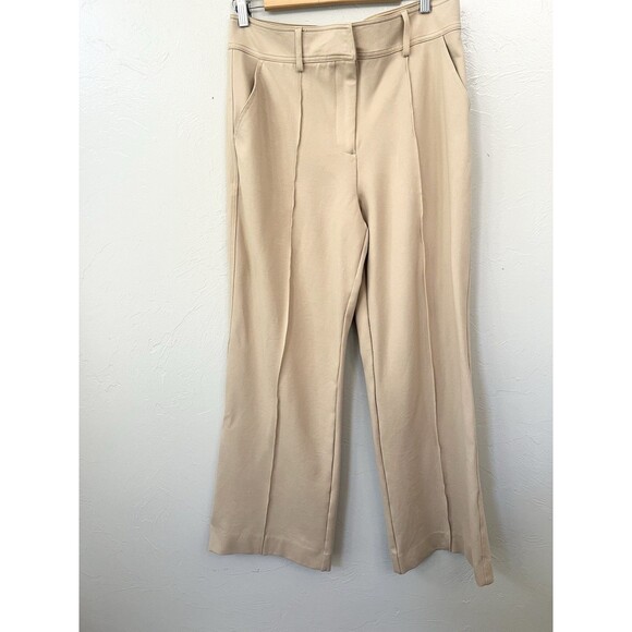 Boston Proper Size 12 Wide Leg Ponte Knit Stretch Pants Travel Comfort Large Tan - Picture 2 of 9